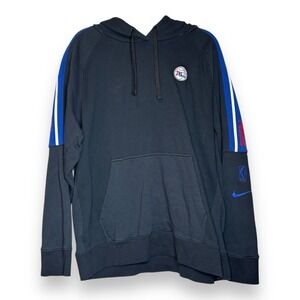 NBA 76ers Men's Black Nike Pullover Warm Up Hoodie Stripe/ Motif Sz XL